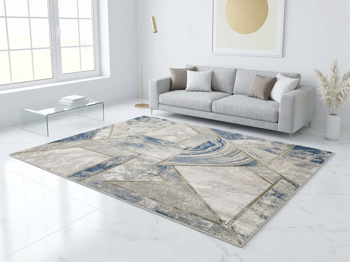TUALTIN Blue & Cream 5' x 8' Area Rug