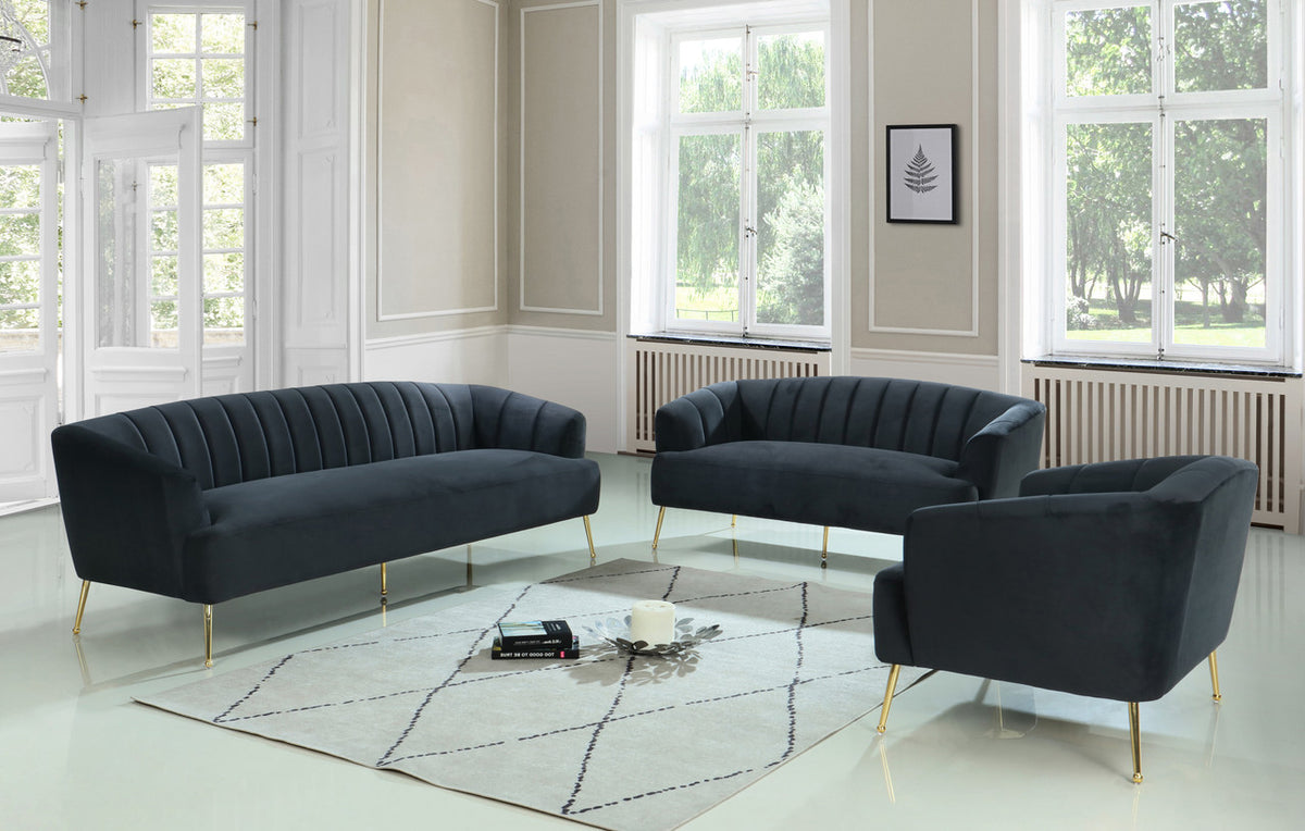 TULUM Black Velvet 62" Wide Loveseat