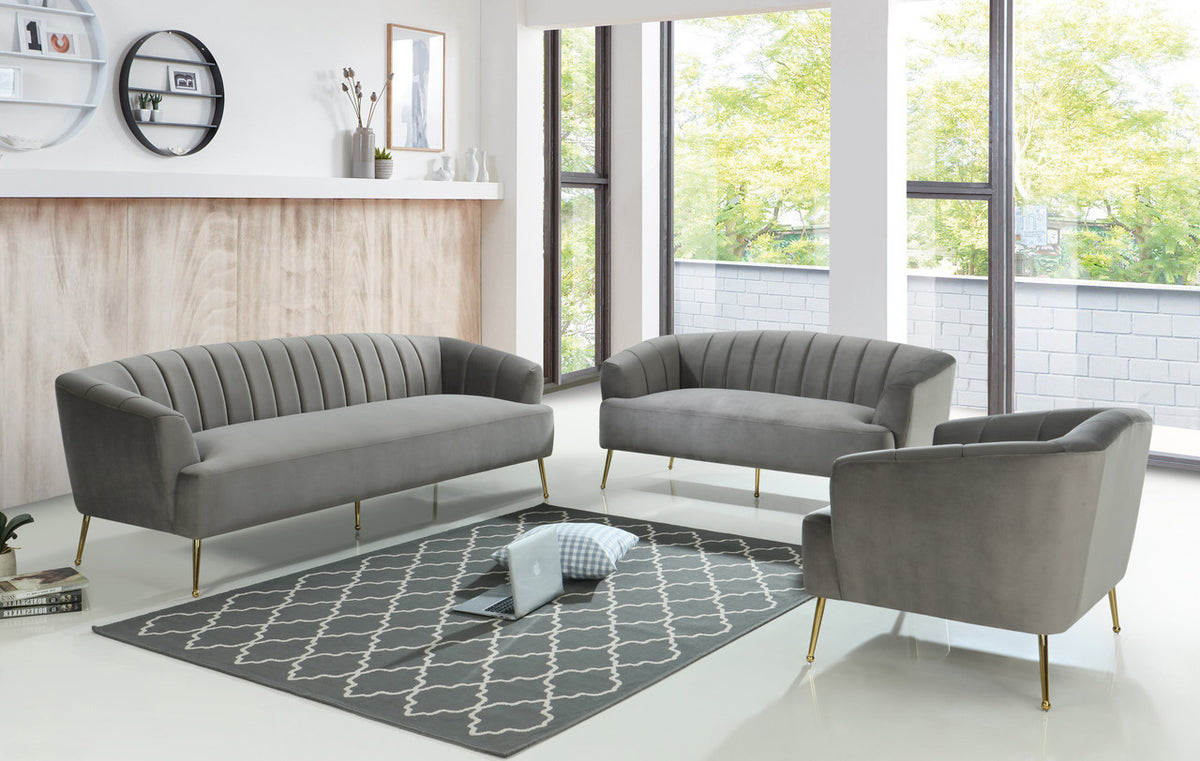 TULUM Gray Velvet Livingroom Set