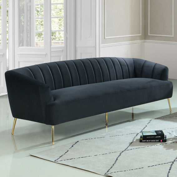 TULUM Black Velvet 84" Wide Sofa