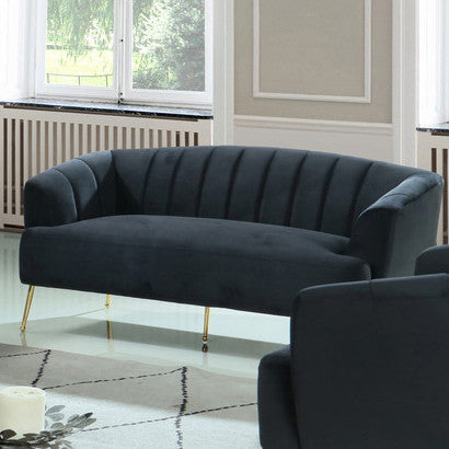 TULUM Black Velvet 62" Wide Loveseat