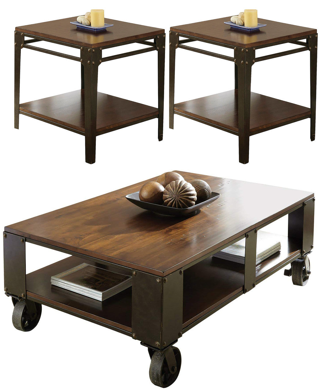 Delta Brown Two-Tone 3-PC Occasional Set