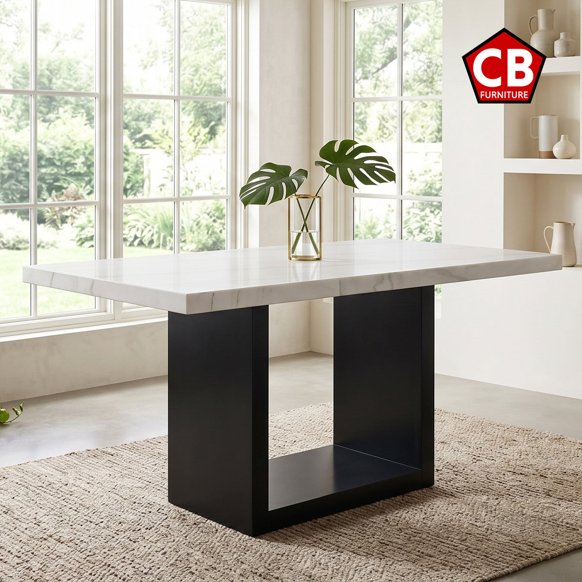 VALERY White Marble 70" Wide Counter Height Table