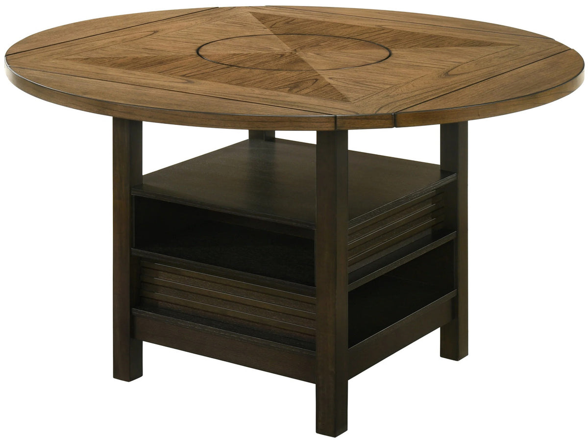 VERNON 7 Piece Round to Square Counter Height Set with Lazy-Susan