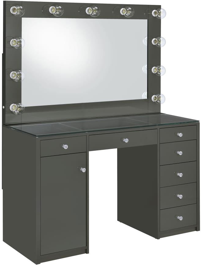 VICKIE Gray 47" Wide Vanity Desk and Mirror (RTA)