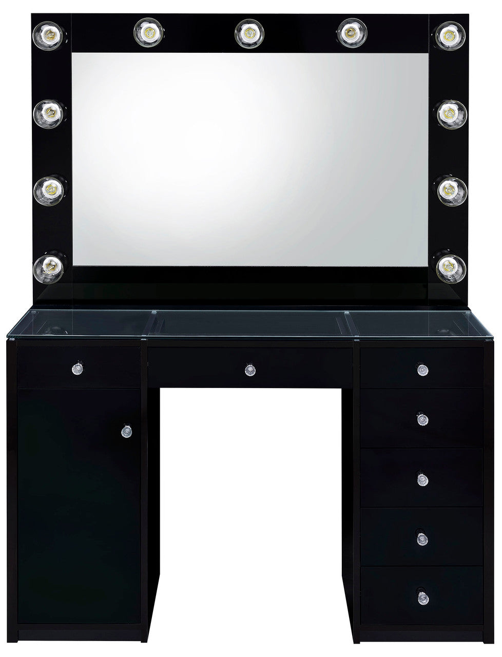 VICKIE Black 47" Wide Vanity Desk and Mirror (RTA)