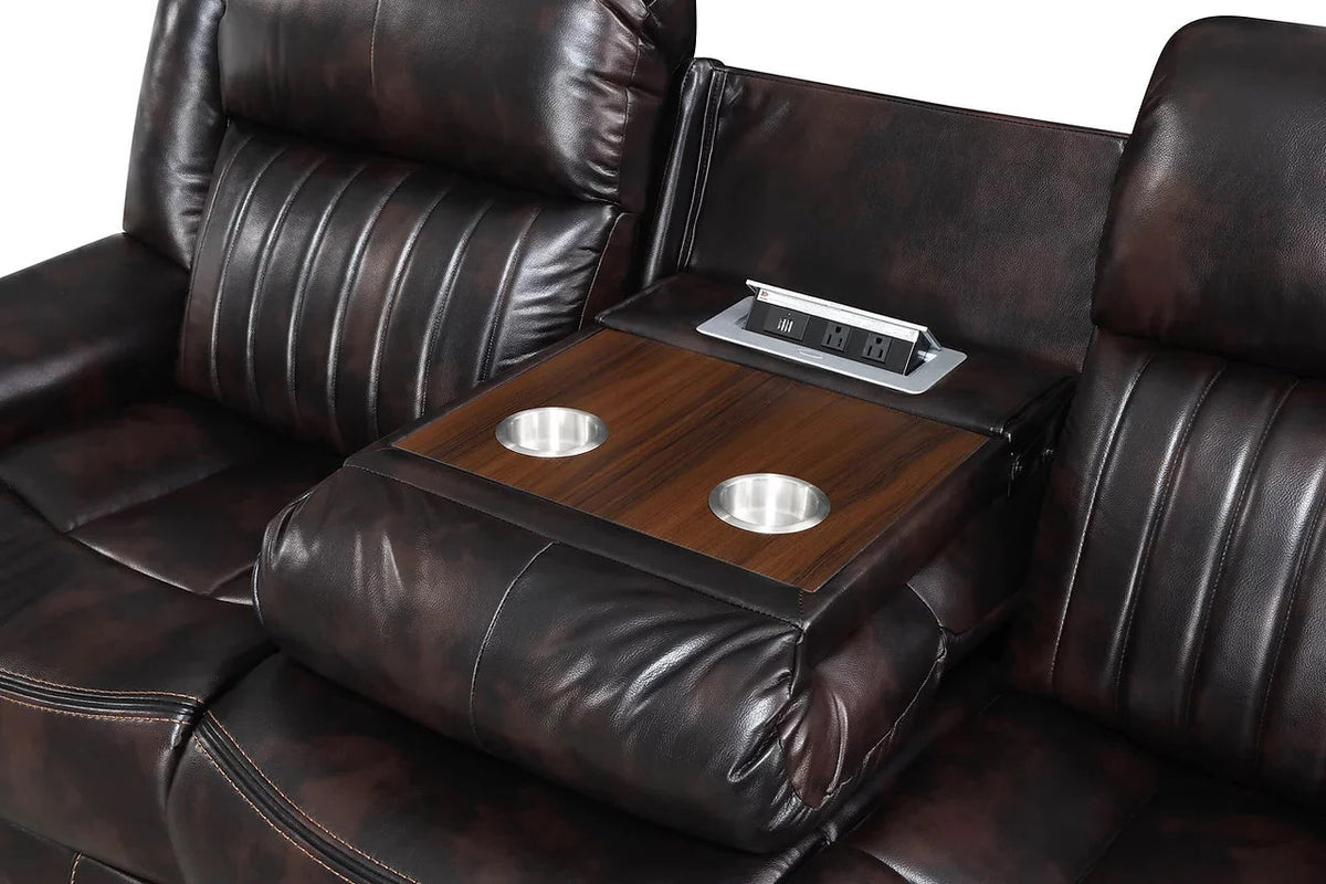 VINCIT Brown Reclining Sofa, Loveseat & Recliner