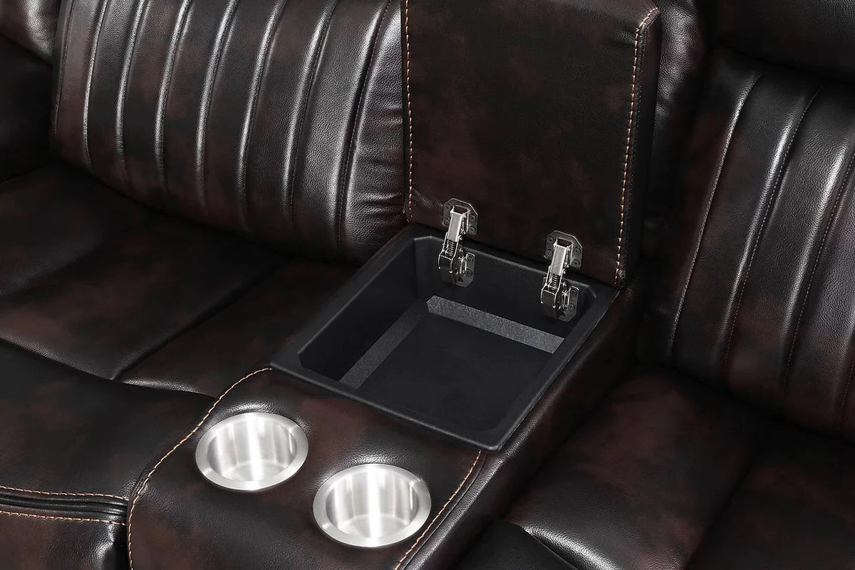 VINCIT Brown Reclining Sofa, Loveseat & Recliner