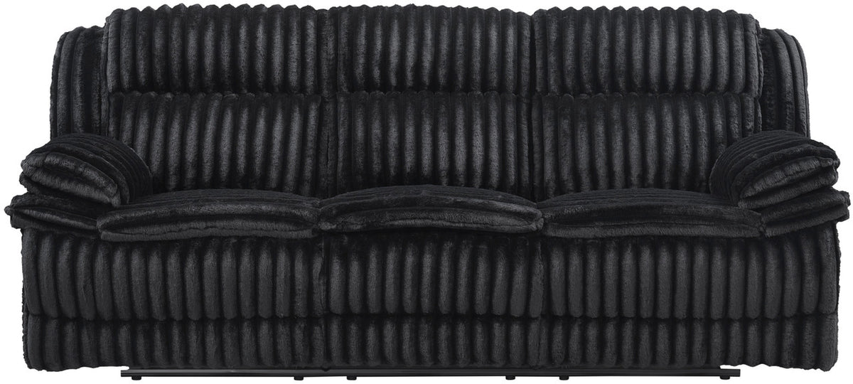 VINZE Black Wide Corduroy Powered Reclining Sofa & Loveseat