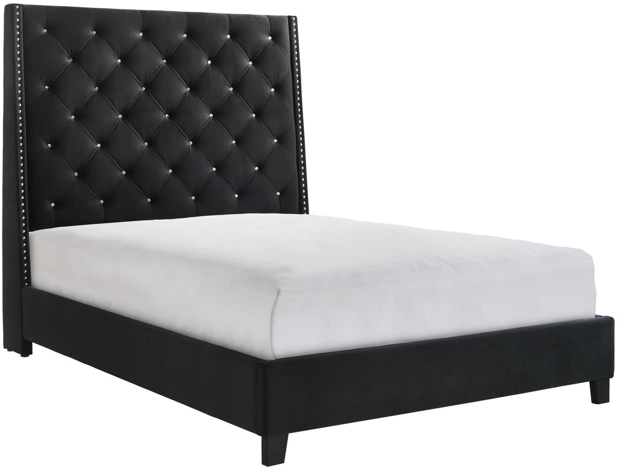 VIVETTE Black Velvet 67" Tall Bed