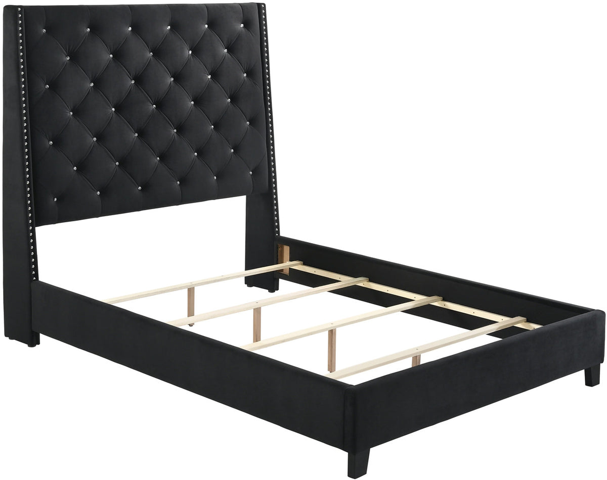 VIVETTE Black Velvet 67" Tall Bed