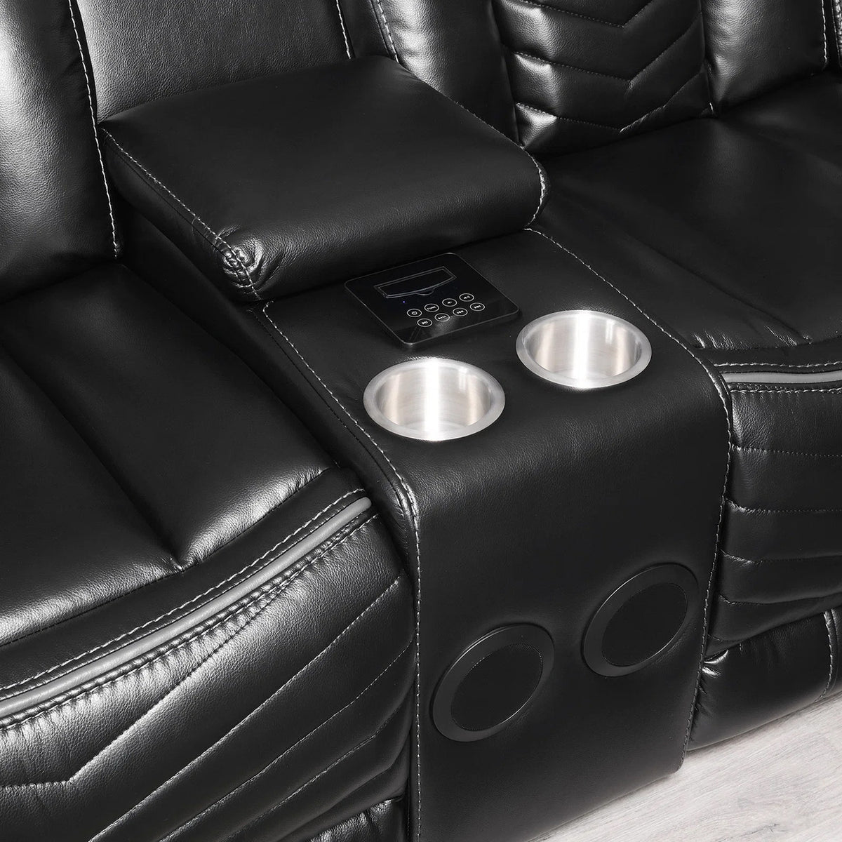 VIVO Black 100" x 100" Reclining Sectional with Speakers