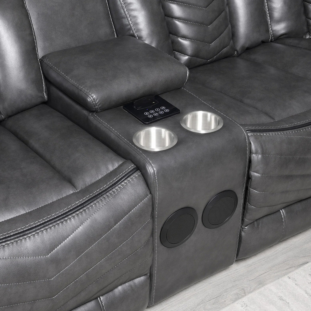 VIVO Gray 100" x 100" Reclining Sectional with Speakers