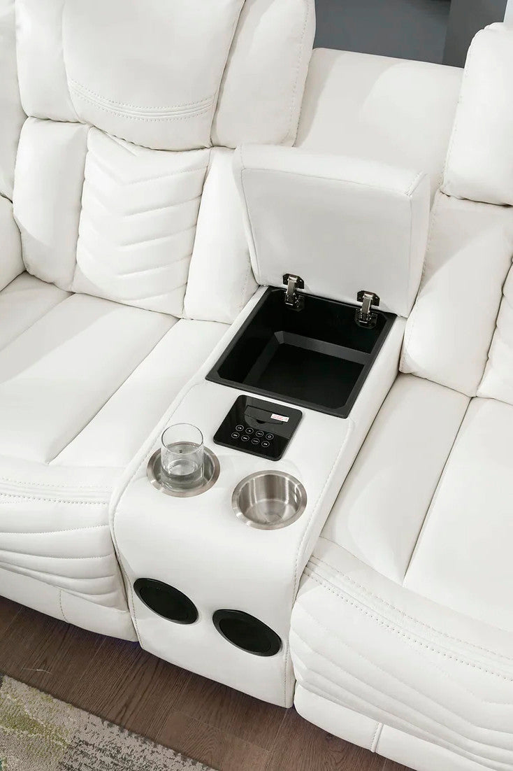 VIVO White 3 Piece Livingroom with Bluetooth Speakers & LED Lighting