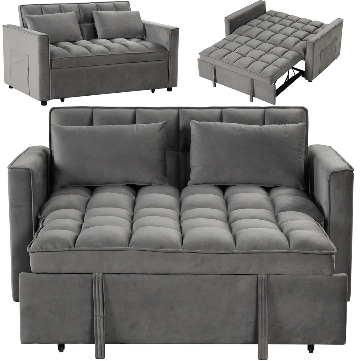 WAILEA Gray 55" Wide Sofa Sleeper