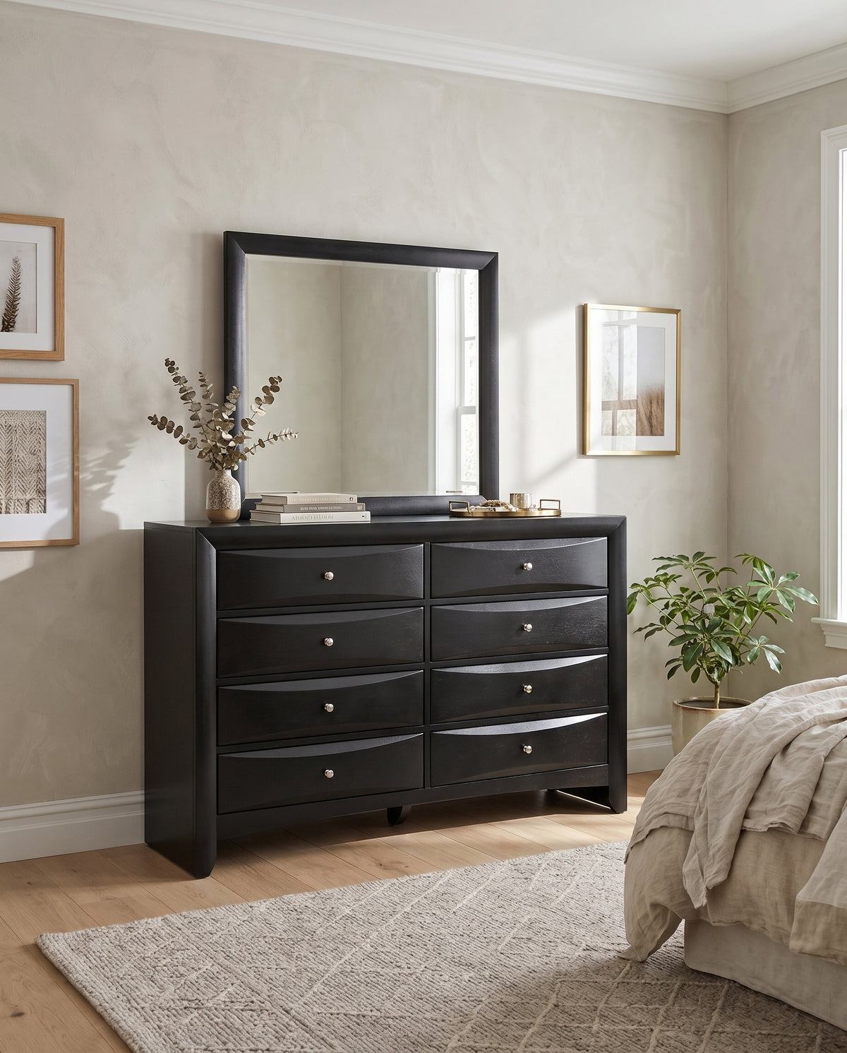 WATSON Black 59" x 76" Height Dresser & Mirror
