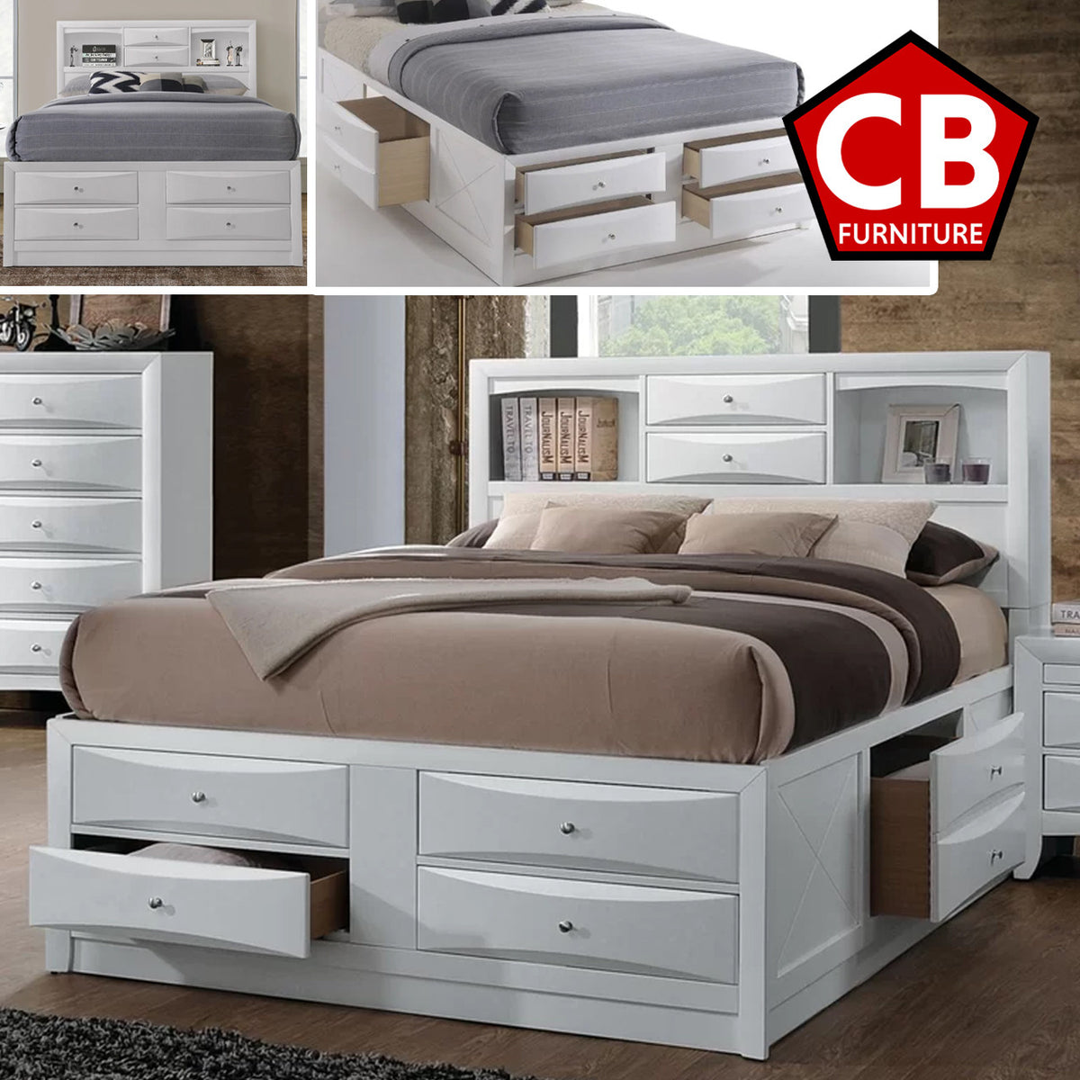 WATSON White 56" Height Storage Platform Bed