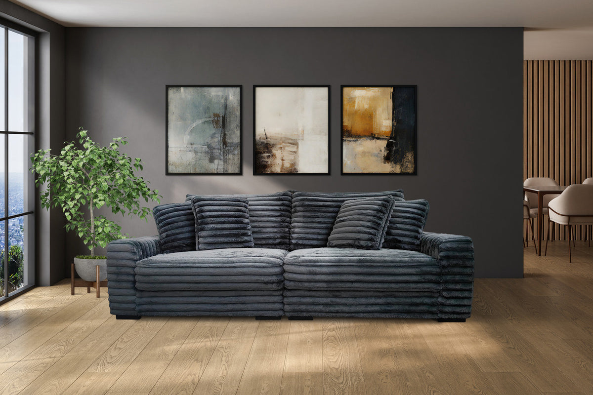 WELLIK Charcoal 99" Wide Modular Sofa