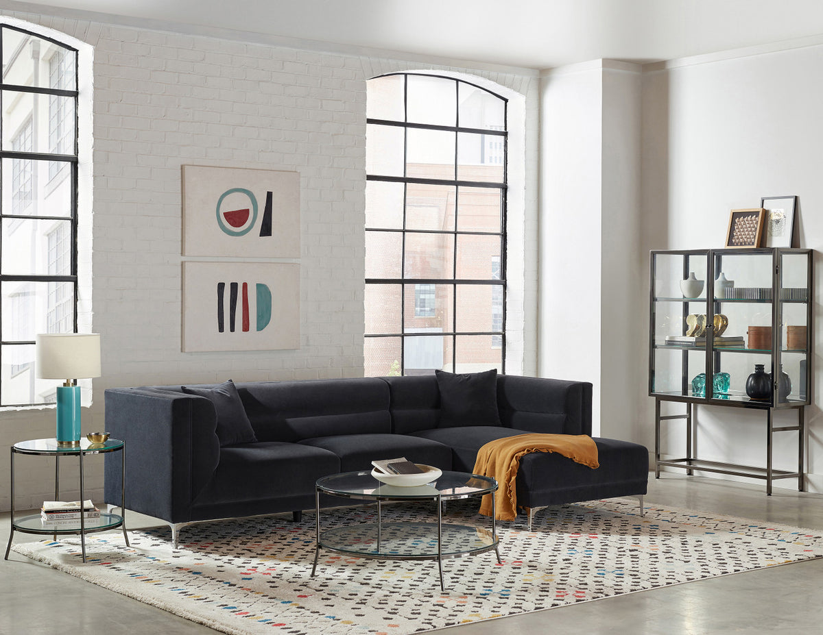 WESTBIE Matte Indigo Velvet 112" Wide Sectional