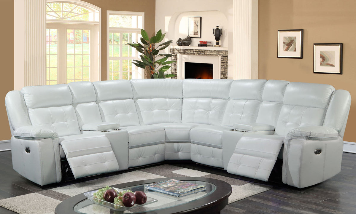 WINDCREST White 115" Wide Power Reclining Sectional with LED's