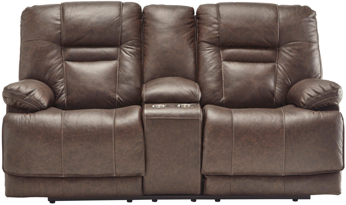 Wesley Top Grain Leather Reclining Loveseat with Adjustable Lumbar and Headrests