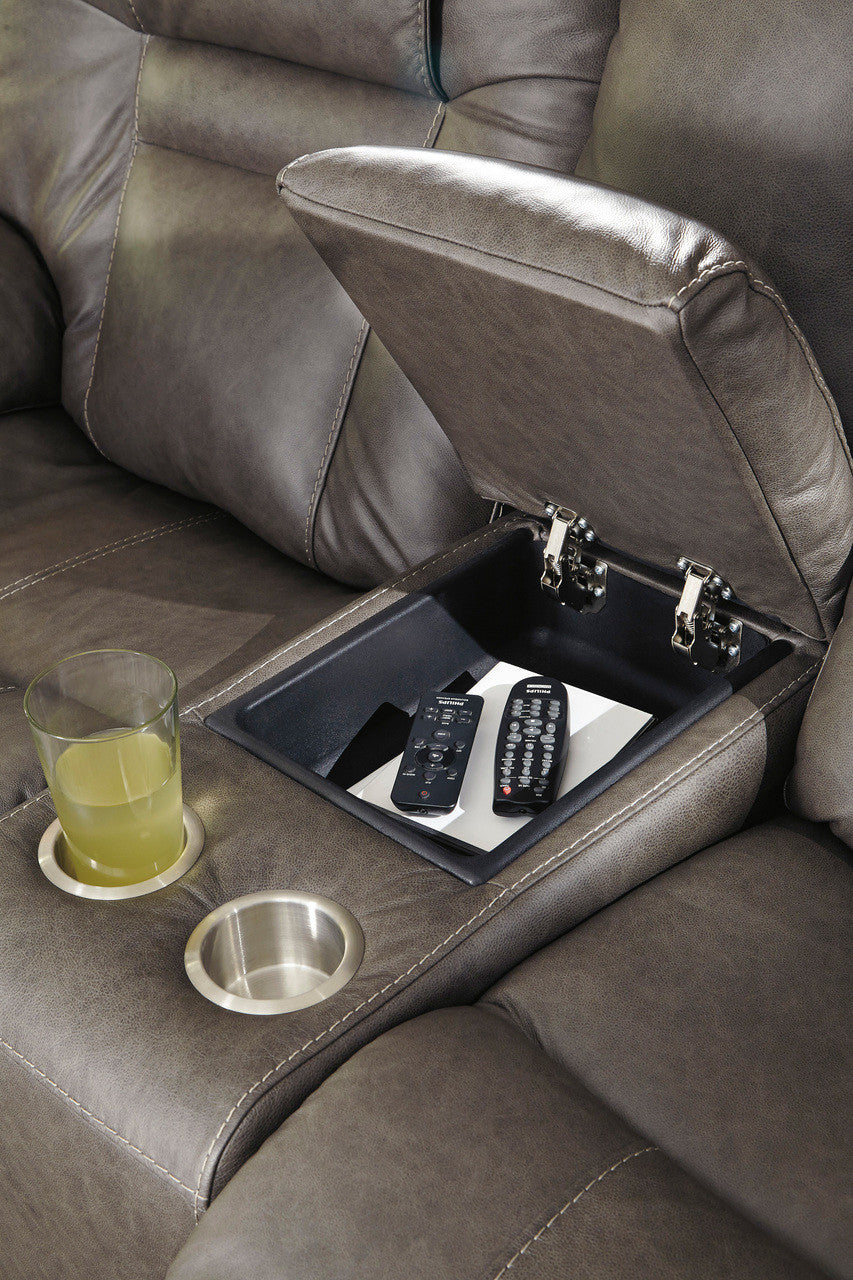 WESLEY Gray 100% Top-Grain Leather Reclining Livingroom with Adjustable Lumbar and Headrests