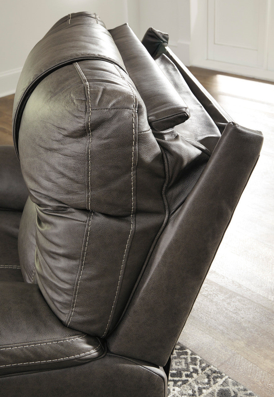 Wesley Gray Top Grain Leather Reclining Sofa with Adjustable Lumbar and Headrests