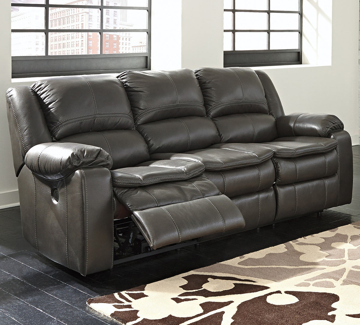 Wexford Grey Leather Reclining Sofa