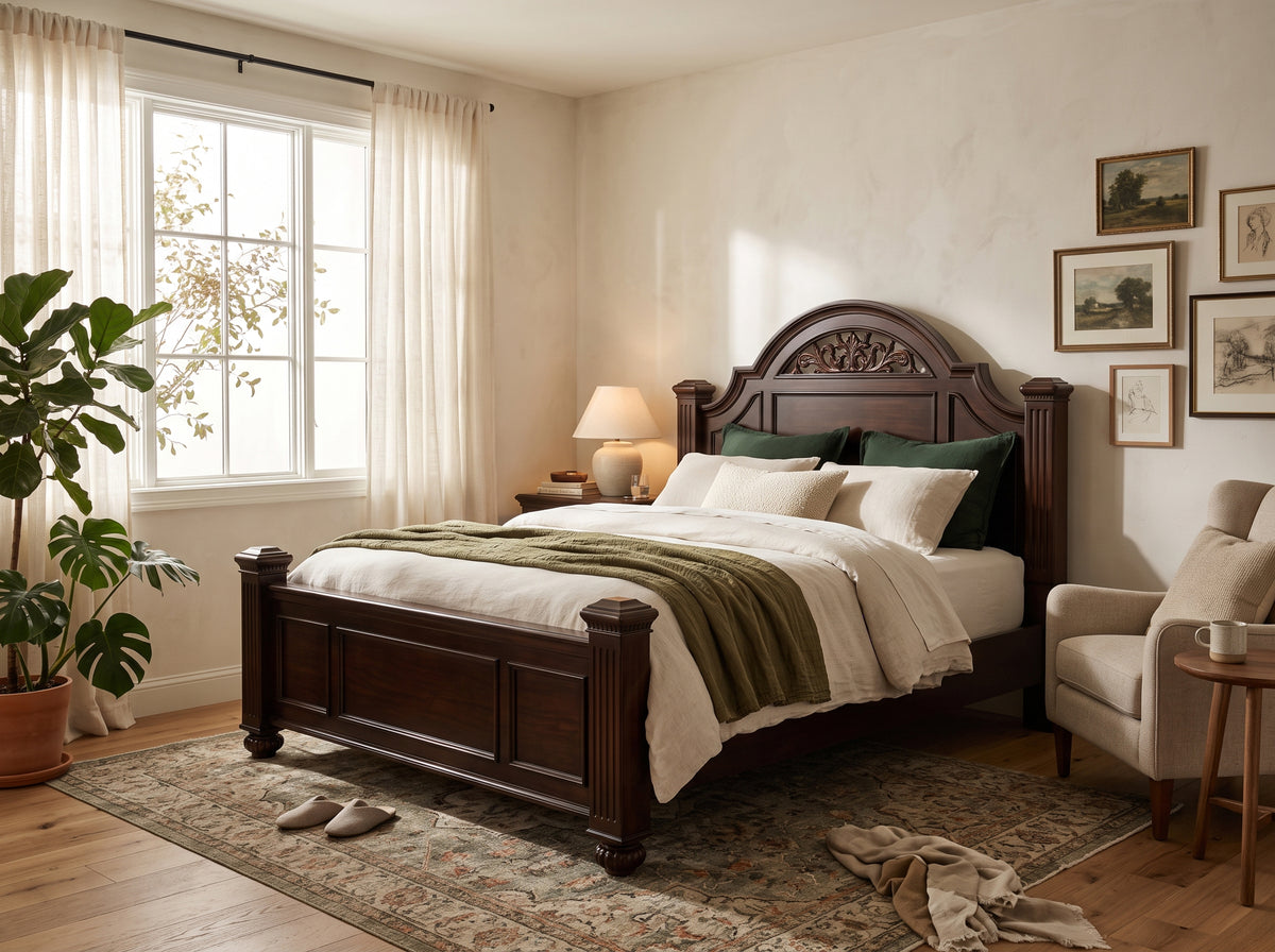XIMENA Dark Walnut 64" Height Poster Bed