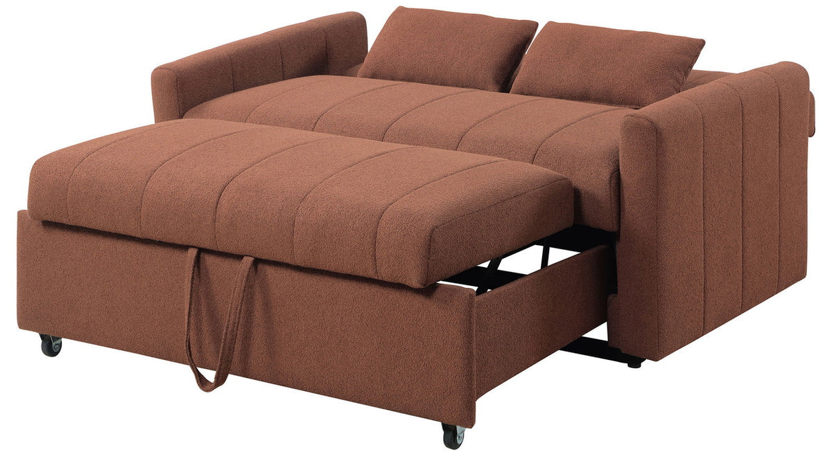 YALTA Copper Boucle Fabric 60" Wide Pull-Out Sofa Sleeper