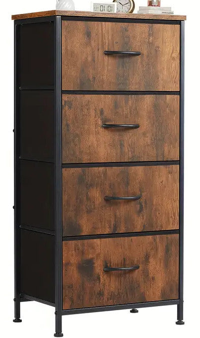 YESENIA Brown Fabric 18" x 37" COMPACT 4-Drawer Chest (RTA)