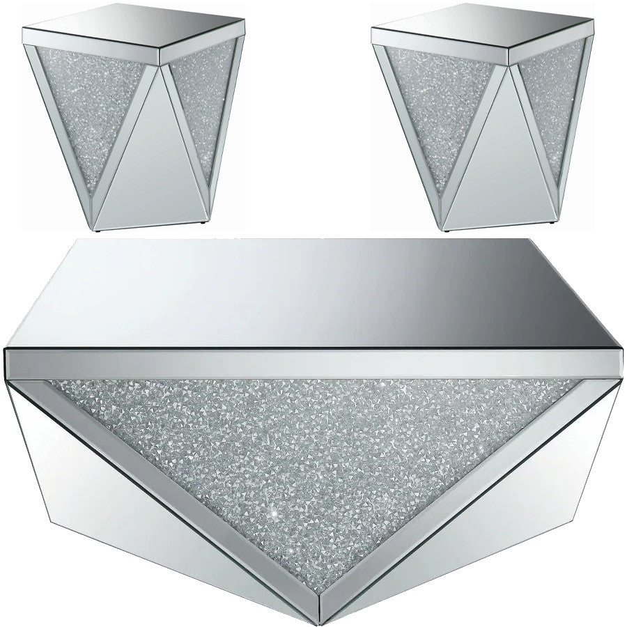 YEZENIA Mirrored 3 Piece Table Set