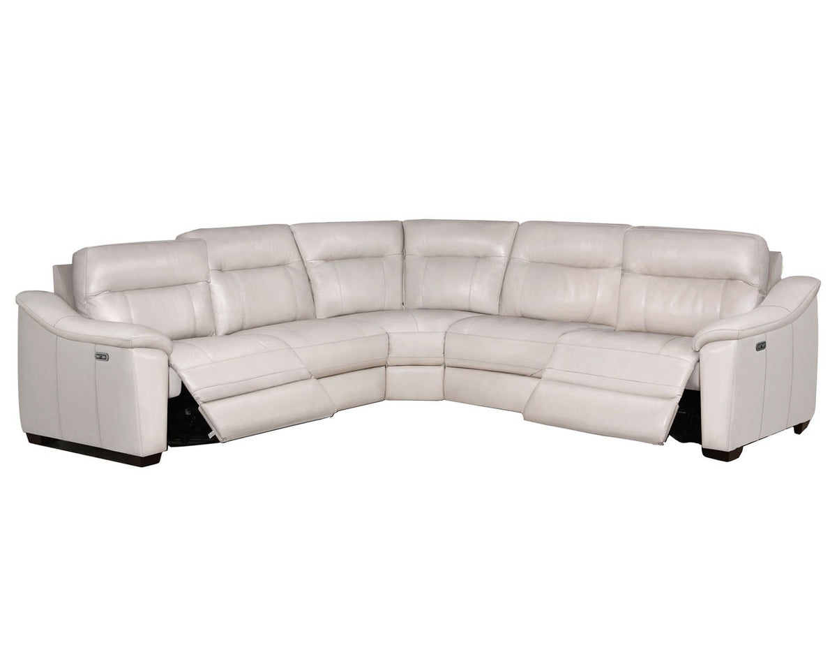 YASIEL Top-Grain Cream Leather Power Sectional with USB