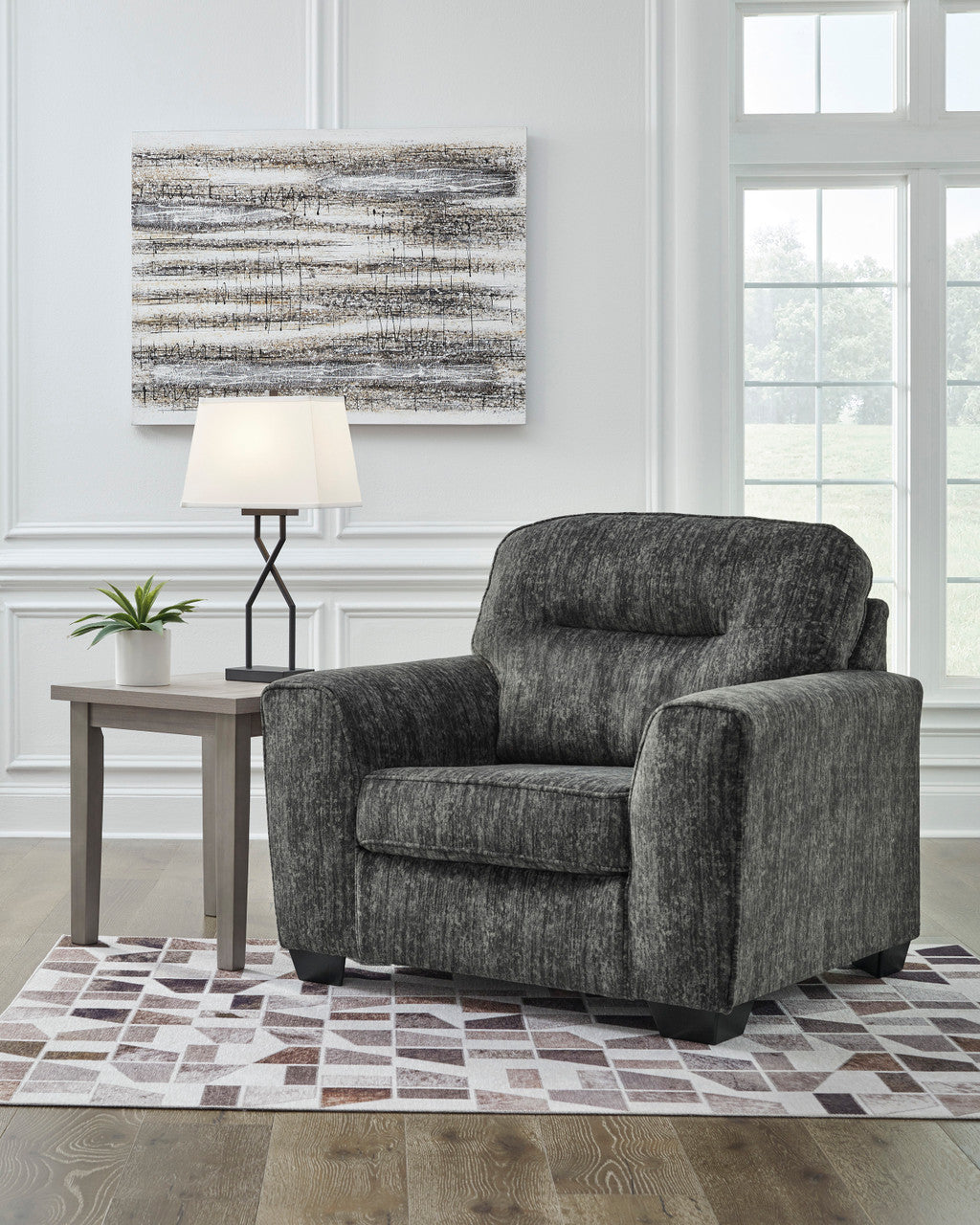 ZEKKI Gray Velvety 46" Wide Oversized Chair