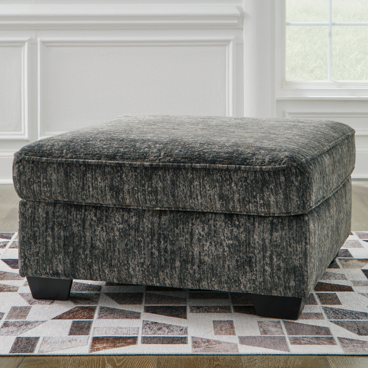 ZEKKI Gray Velvety 37" x 37" Ottoman
