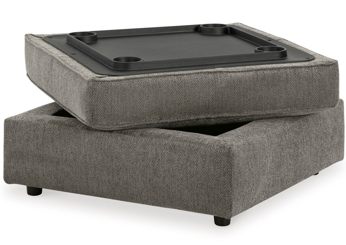SONDRA Gray 37" x 37" Storage Ottoman with Cupholders