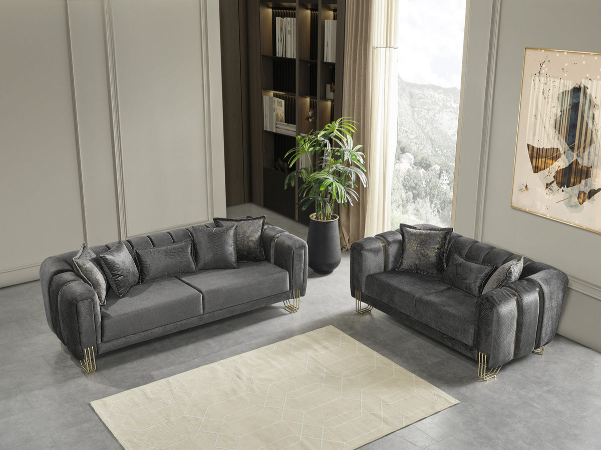 ZURICH Gray Luxury Sofa & Loveseat