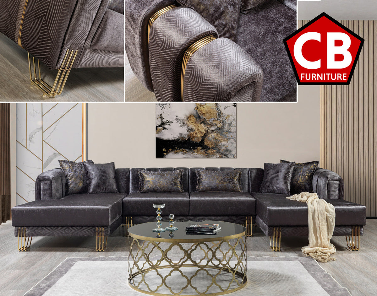 ZURICH Gray 138" Wide Luxury Sectional