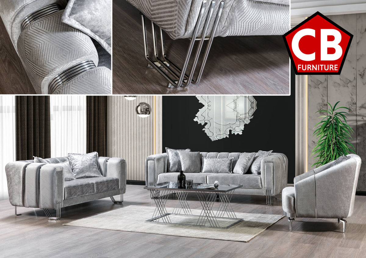 ZURICH Silver Luxury Sofa & Loveseat