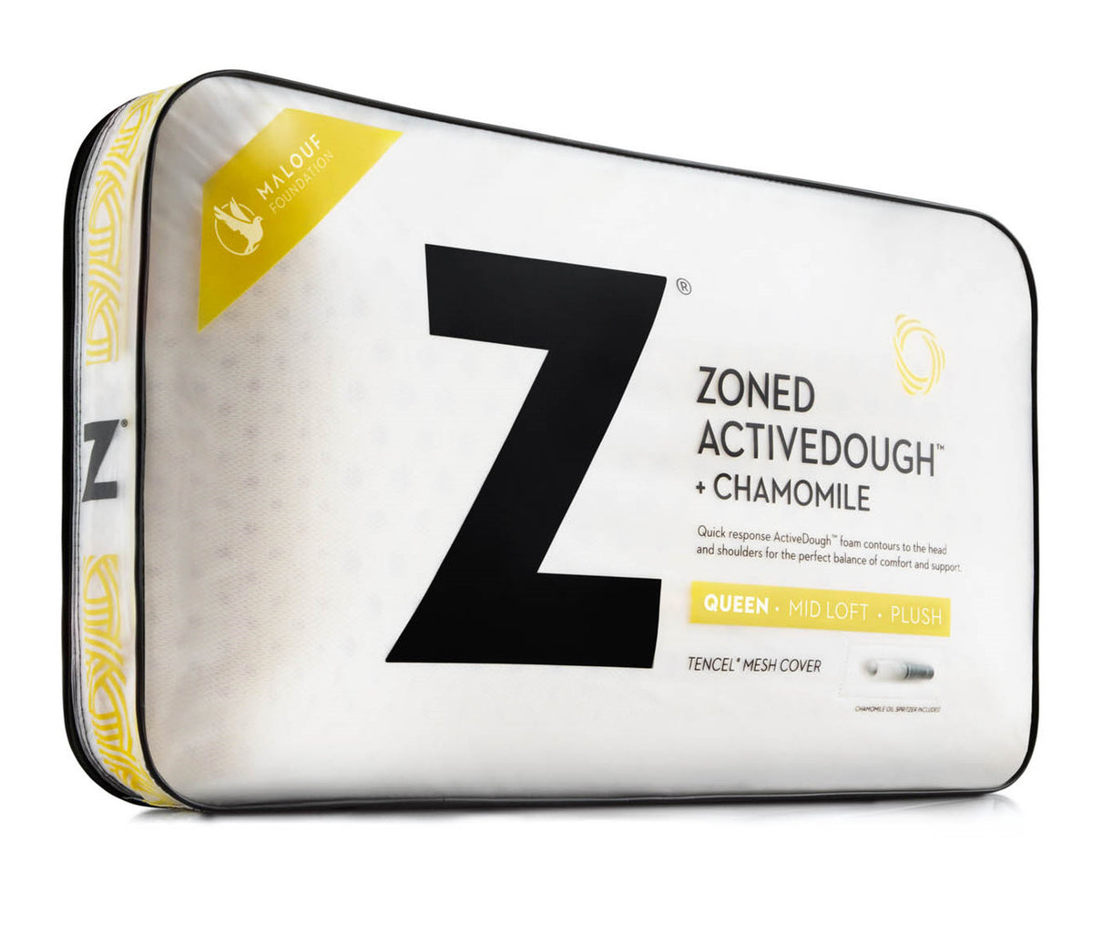 Zoned ActiveDough Chamomile Pillow with Aromatherapy Spray, Mid Loft