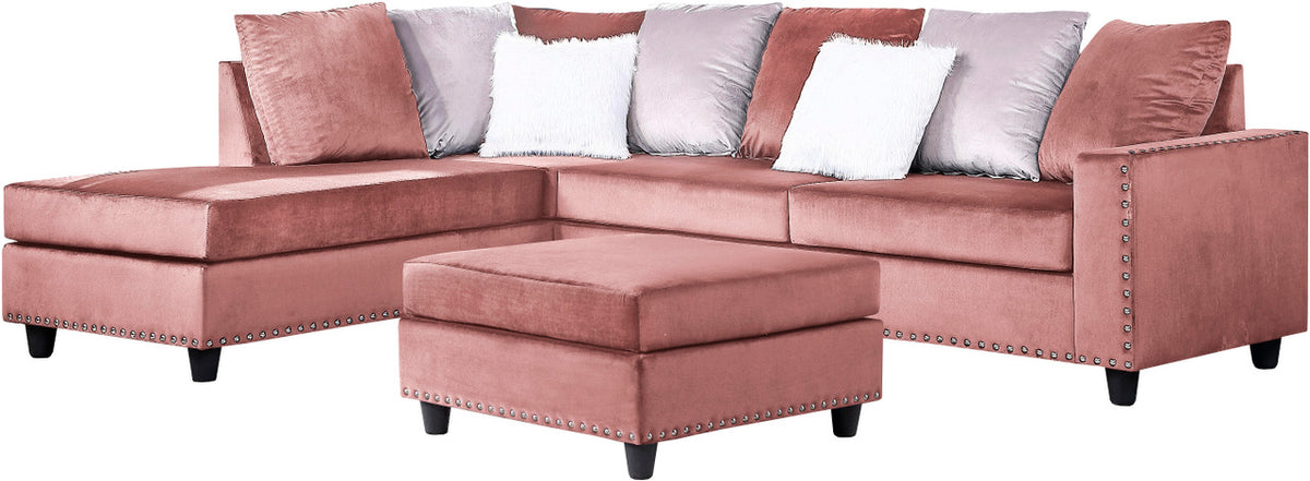 ZENNA Pink 114" Wide Reversible Sectional (RTA)