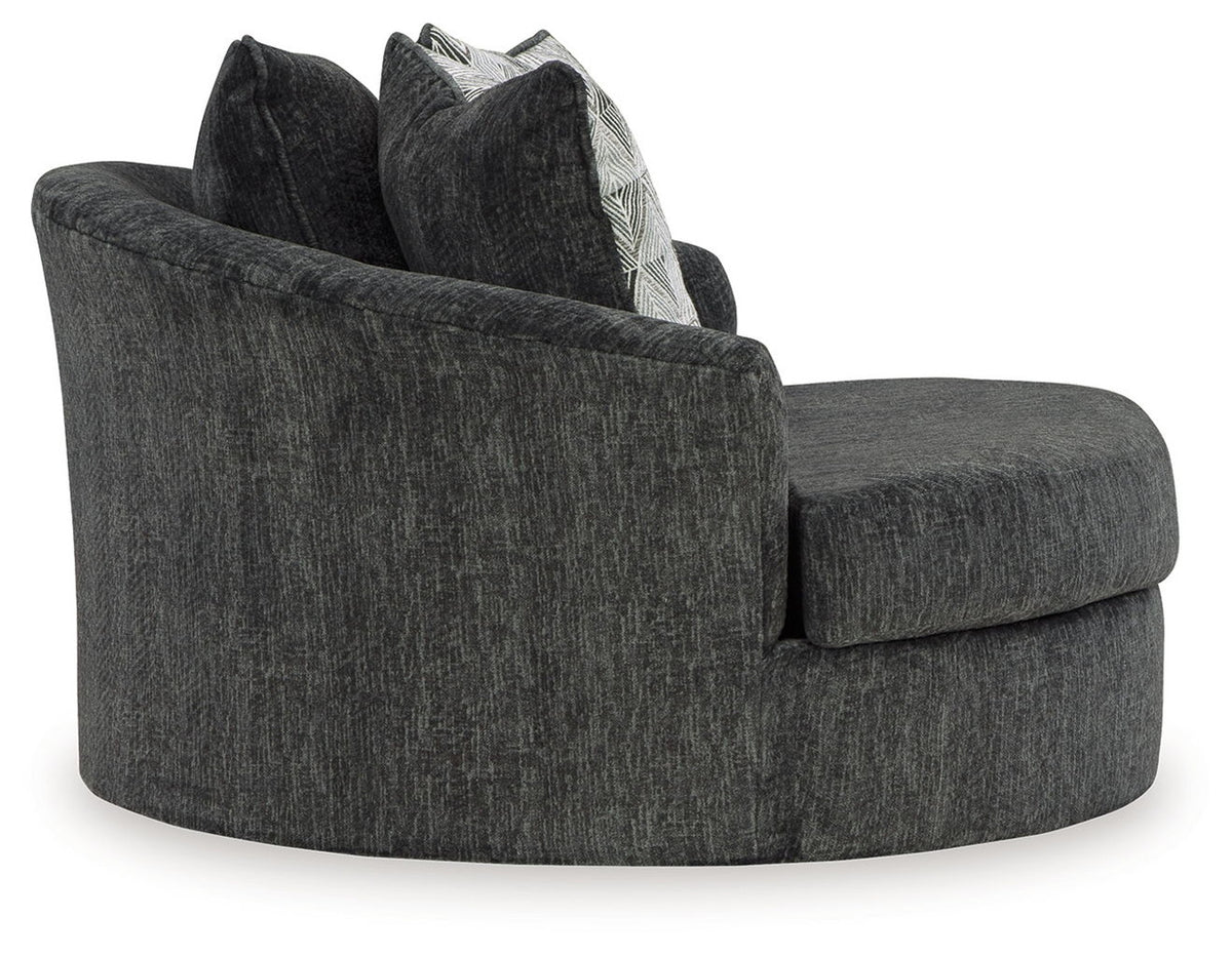 Biddeford - Oversized Swivel Accent Chair - Shadow