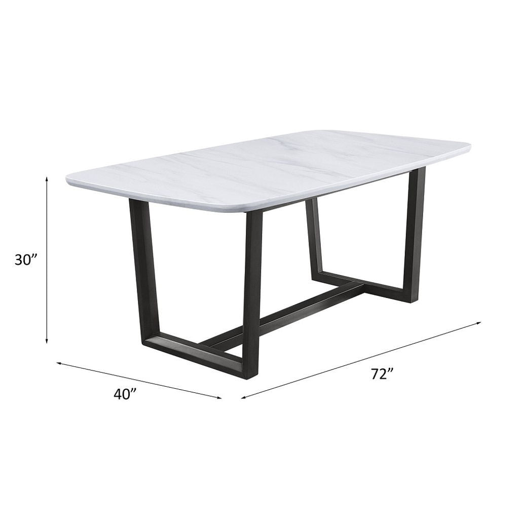 Madan - Dining Table With Marble Top - Marble Top & Weathered Gray