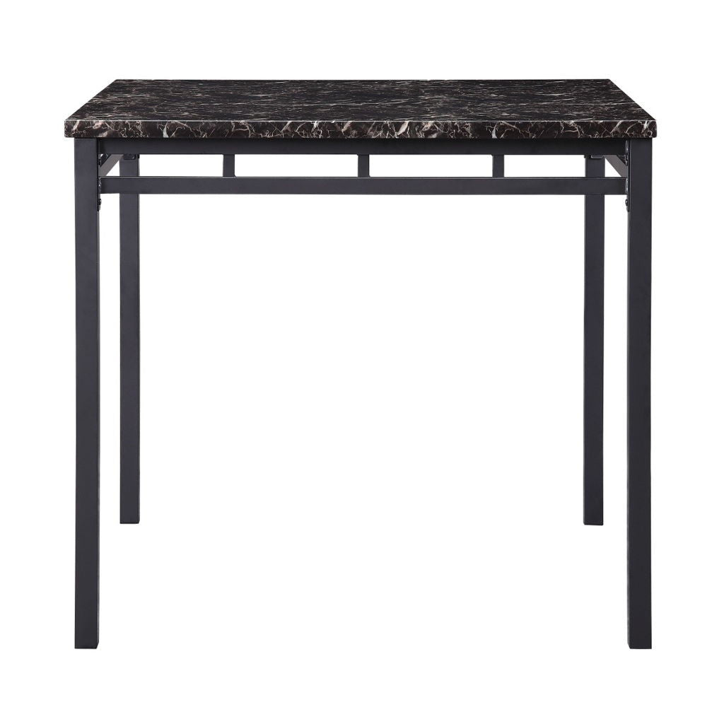 Olney - 5 Piece Counter Height Set With Faux Marble Top - Black / Dark Brown