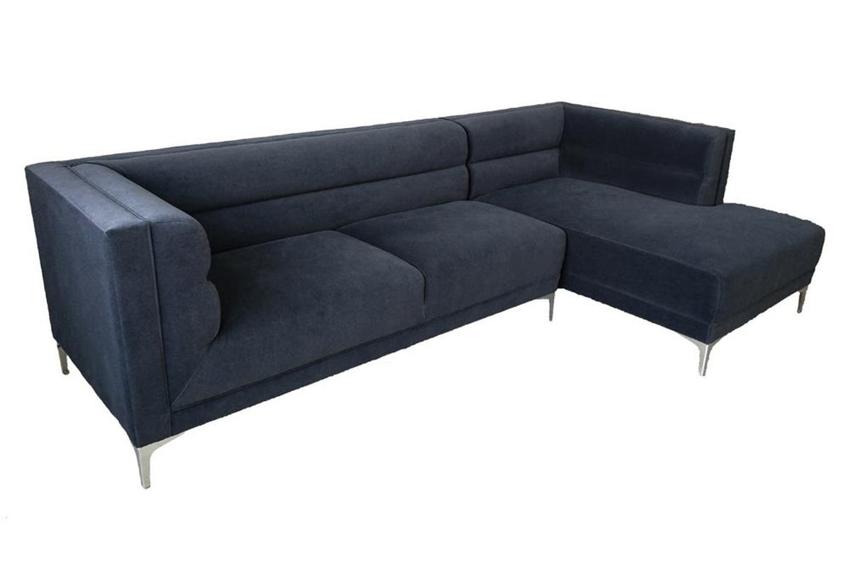 WESTBIE Matte Indigo Velvet 112" Wide Sectional