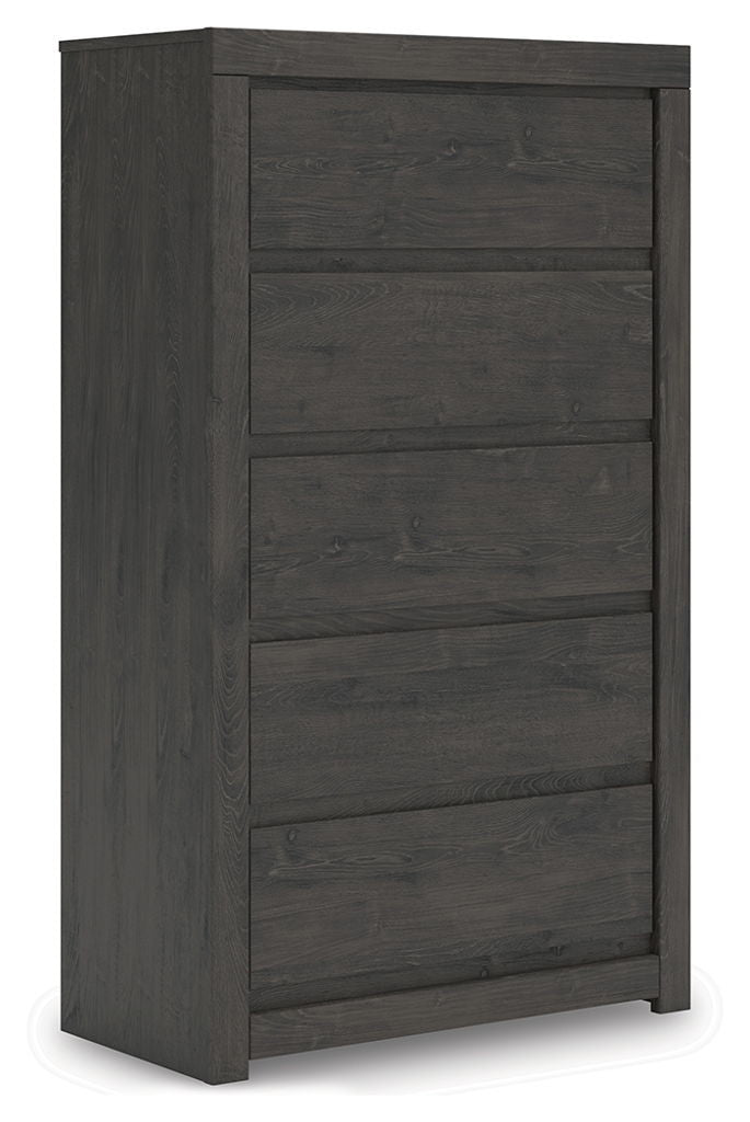 Fraluna - Five Drawer Chest - Charcoal