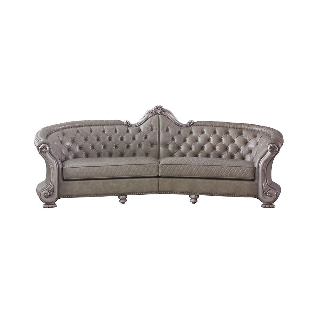 Dresden - 43" Sofa With 5 Pillows - Synthetic Leather & Vintage Bone White