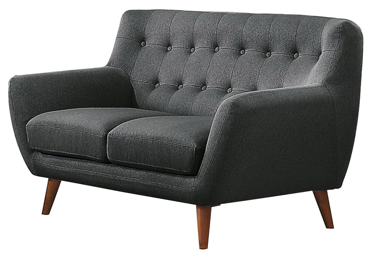 Adela Dark Gray Fabric Tufted Loveseat