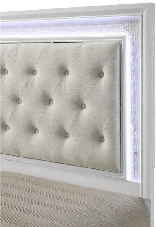 ALTANA White Bed with LED Lights