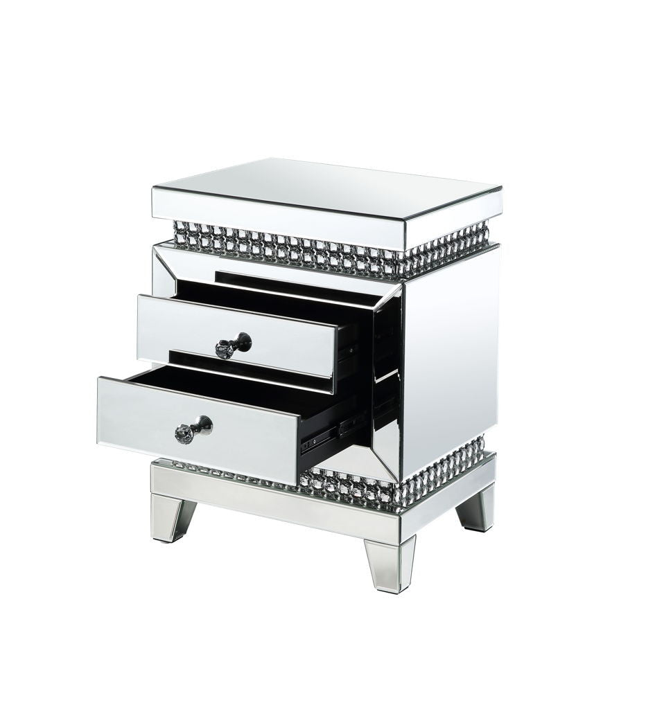 Lotus - Accent Table - Mirrored & Faux Ice Cube Crystals